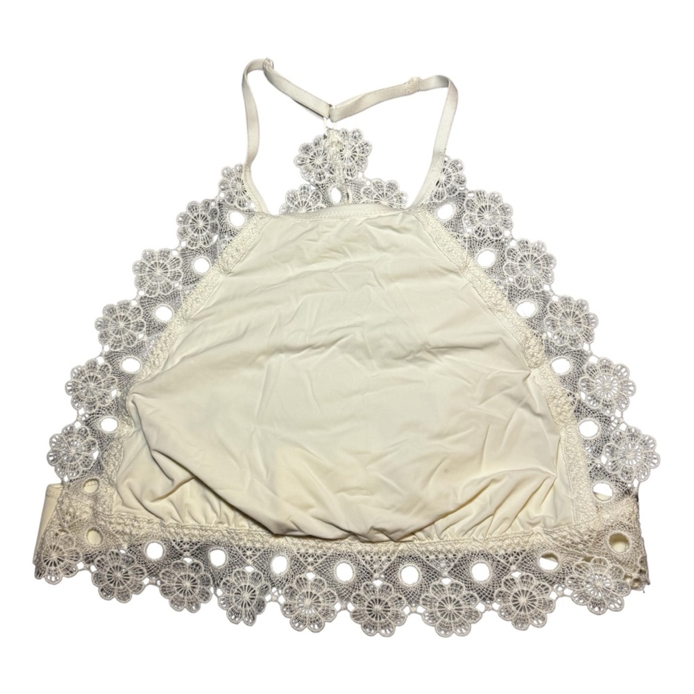 Aerie Highneck Lace White Bralette Medium